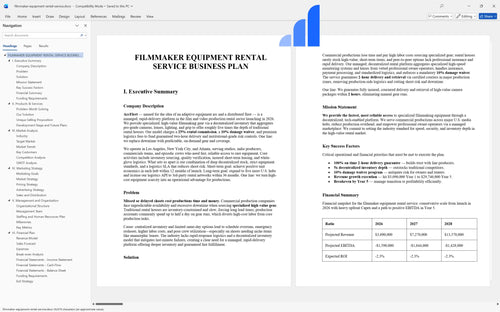 filmmaker equipment rental service business plan executive summary bplant