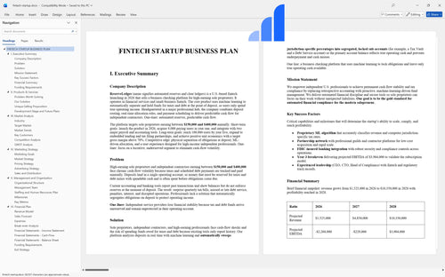 fintech startup business plan executive summary bplant