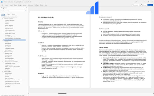 fintech startup business plan market analysis bplant