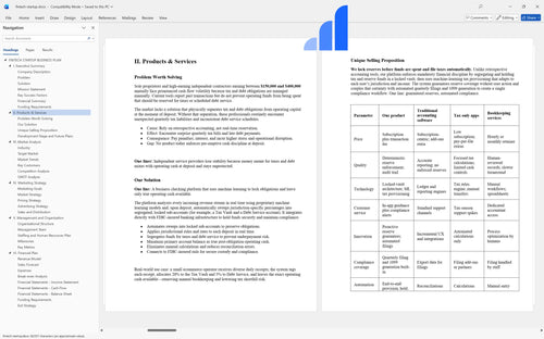 fintech startup business plan products bplant