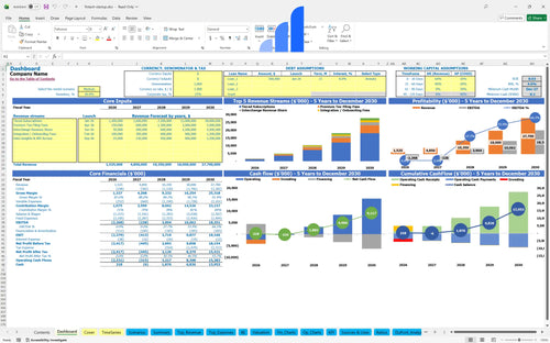 fintech startup financial model dashboard bplant