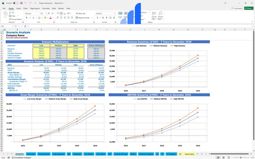 fintech startup financial model scenarios analysis bplant
