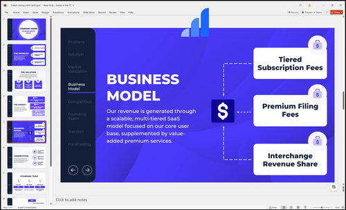 fintech startup pitch deck business model slide bplant