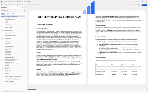 grocery delivery business plan executive summary bplant