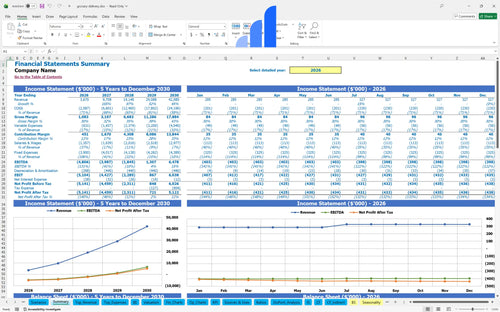 grocery delivery financial model financial summary bplant