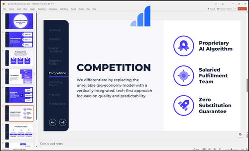 grocery delivery pitch deck competition slide bplant