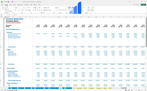 in home iv infusion service financial model income statement bplant
