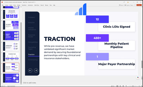 in home iv infusion service pitch deck traction slide bplant