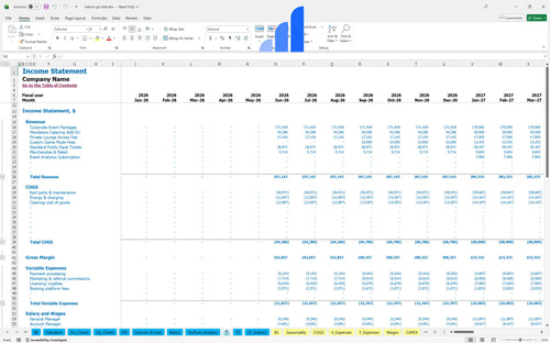 indoor go kart financial model income statement bplant
