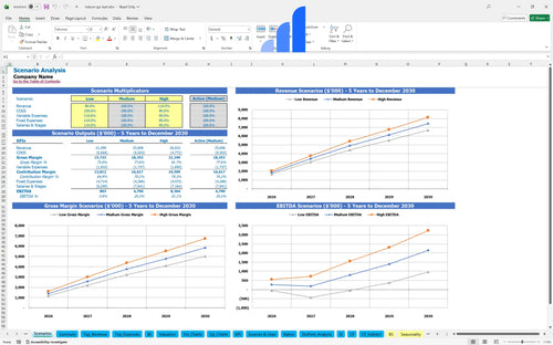 indoor go kart financial model scenarios analysis bplant