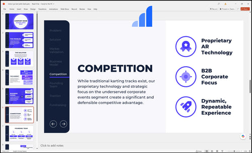 indoor go kart pitch deck competition slide bplant