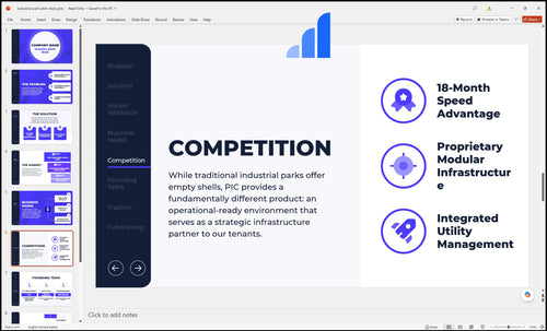 industrial park pitch deck competition slide bplant