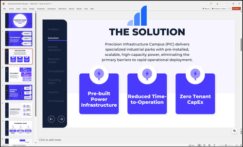 industrial park pitch deck solution slide bplant