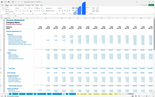kidney dialysis center financial model income statement bplant