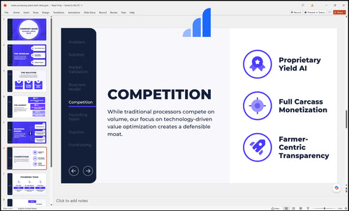 meat processing plant pitch deck competition slide bplant