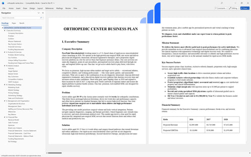 orthopedic center business plan executive summary bplant
