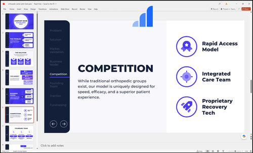 orthopedic center pitch deck competition slide bplant