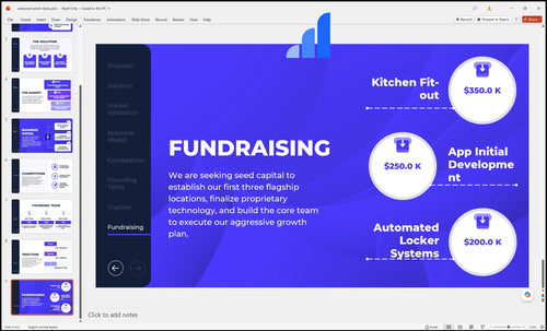 restaurant pitch deck fundraising slide bplant