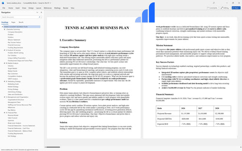 tennis academy business plan executive summary bplant
