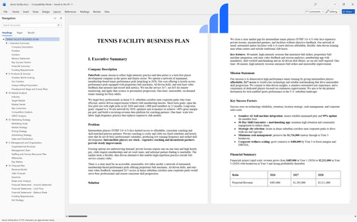 tennis facility business plan executive summary bplant