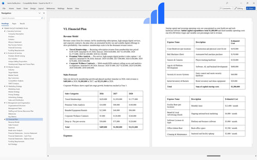 tennis facility business plan financial plan bplant