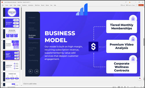 tennis facility pitch deck business model slide bplant