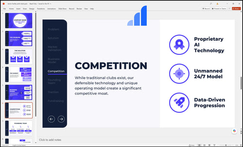 tennis facility pitch deck competition slide bplant