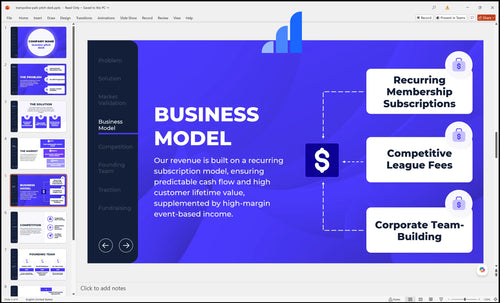 trampoline park pitch deck business model slide bplant