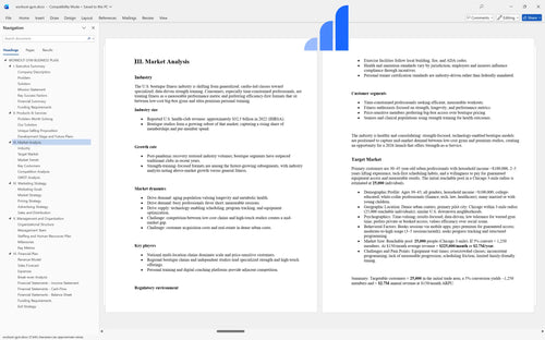 workout gym business plan market analysis bplant