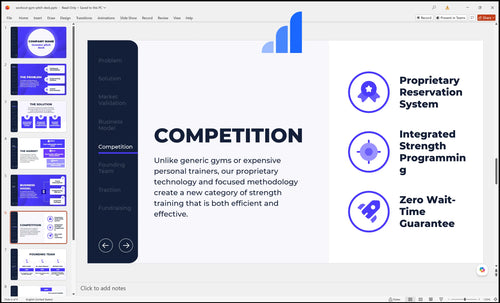workout gym pitch deck competition slide bplant
