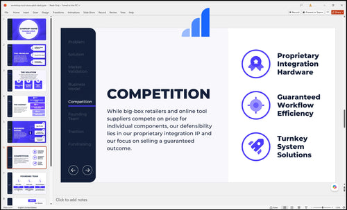 workshop tool store pitch deck competition slide bplant