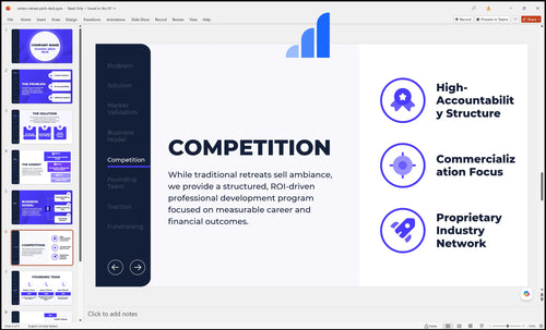 writers retreat pitch deck competition slide bplant