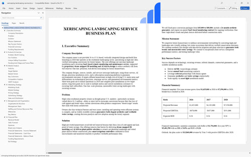 xeriscaping landscaping service business plan executive summary bplant