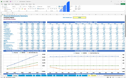 yacht charter financial model financial summary bplant