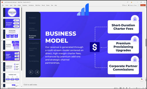 yacht charter pitch deck business model slide bplant
