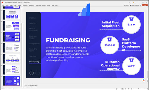 yacht charter pitch deck fundraising slide bplant