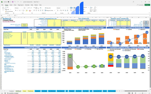 yemeni restaurant financial model dashboard bplant