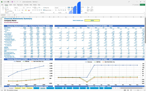yemeni restaurant financial model financial summary bplant