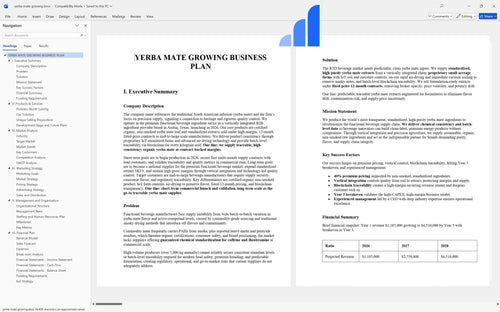 yerba mate growing business plan executive summary bplant