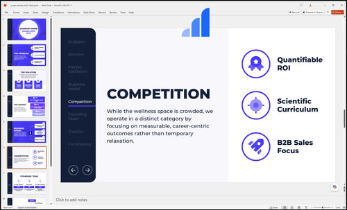 yoga retreat pitch deck competition slide bplant