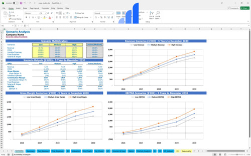 yoga studio financial model scenarios analysis bplant
