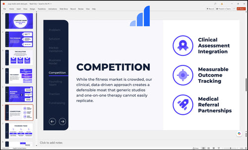 yoga studio pitch deck competition slide bplant