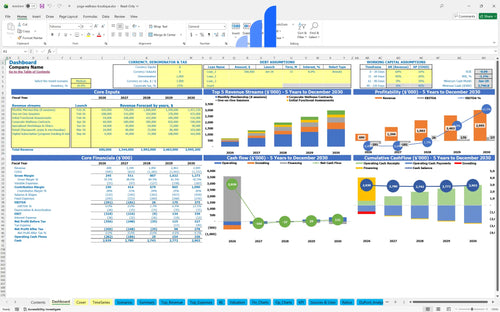 yoga wellness boutique financial model dashboard bplant
