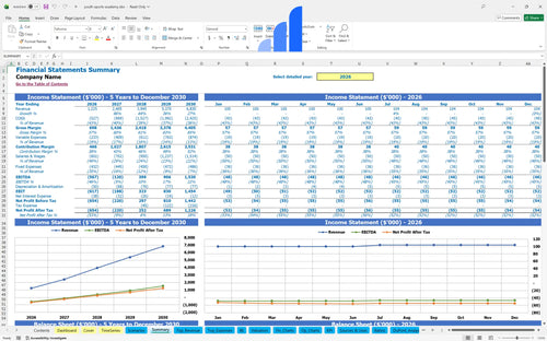 youth sports academy financial model financial summary bplant