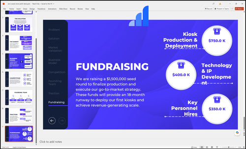 zero waste store pitch deck fundraising slide bplant