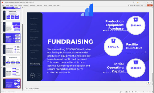 zucchini farming pitch deck fundraising slide bplant