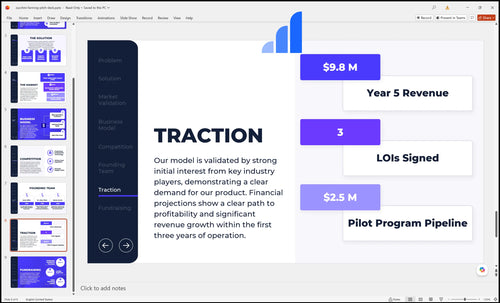 zucchini farming pitch deck traction slide bplant