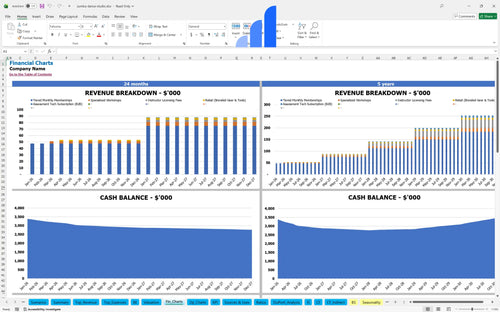 zumba dance studio financial model financial charts bplant