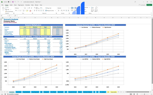 zumba dance studio financial model scenarios analysis bplant