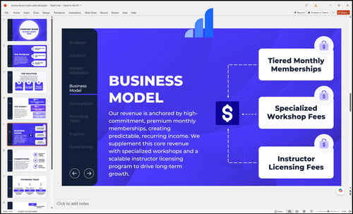 zumba dance studio pitch deck business model slide bplant